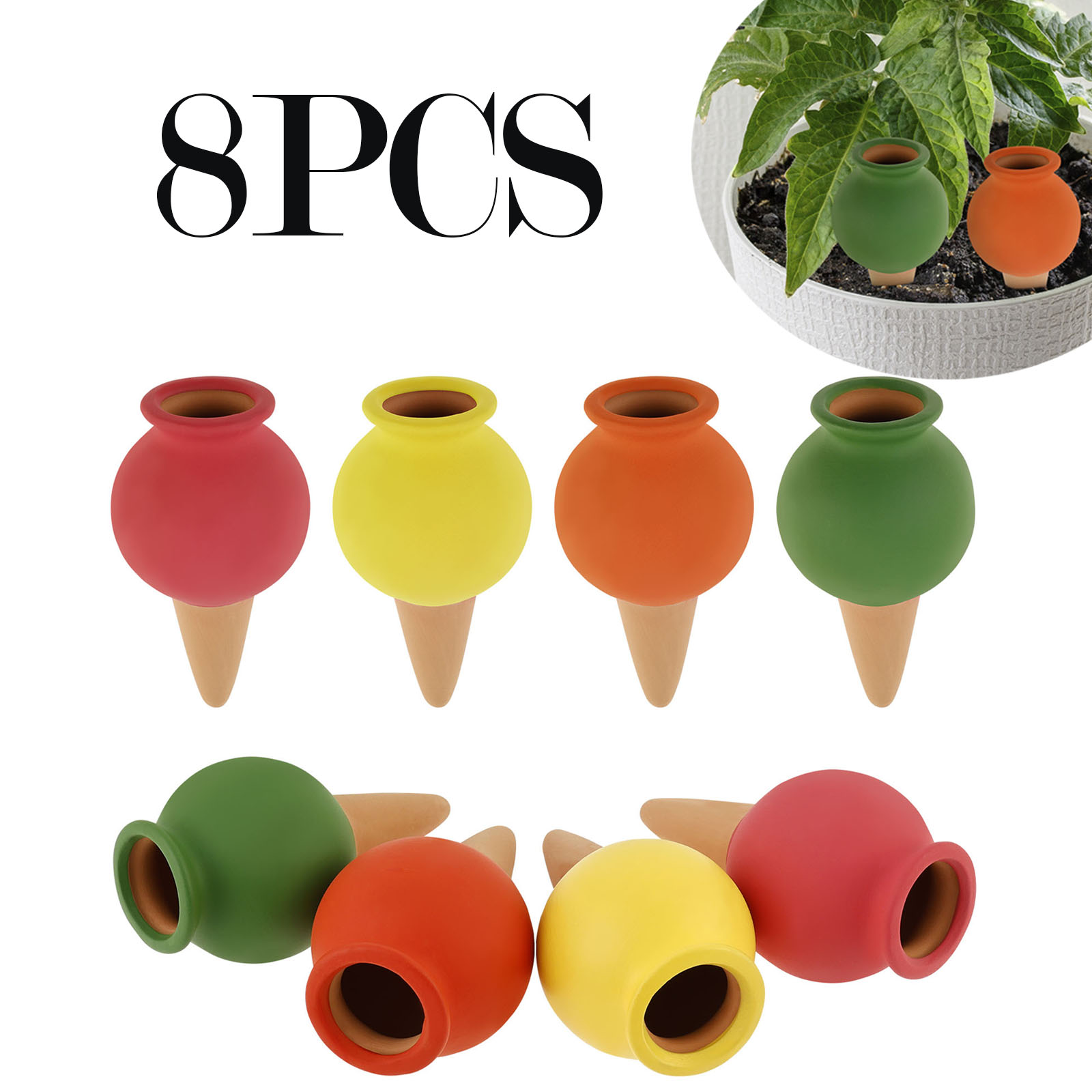 Self Watering Insert - 8 adet Pişmiş Toprak Kendinden Sulama